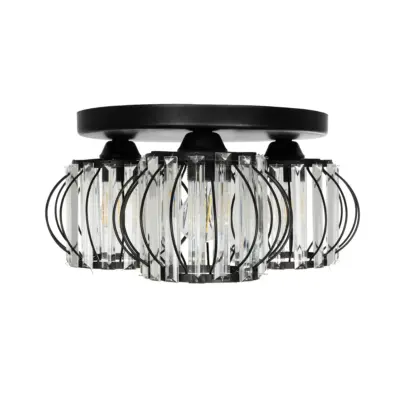 LEDTM® ILLUME 201-0100 Vintage Φωτιστικό Οροφής Κρύσταλλα Τρίφωτο 3 x E27 IP20 Μαύρο & Χρυσό Μέταλλο με Διάφανο Κρύσταλλο - Μ50 x Π50 x Υ19cm - Image 4