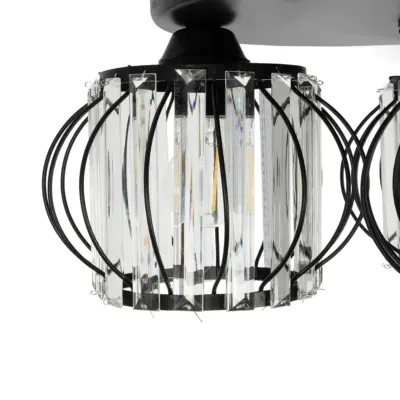 LEDTM® ILLUME 201-0100 Vintage Φωτιστικό Οροφής Κρύσταλλα Τρίφωτο 3 x E27 IP20 Μαύρο & Χρυσό Μέταλλο με Διάφανο Κρύσταλλο - Μ50 x Π50 x Υ19cm - Image 6