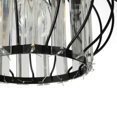 LEDTM® ILLUME 201-0100 Vintage Φωτιστικό Οροφής Κρύσταλλα Τρίφωτο 3 x E27 IP20 Μαύρο & Χρυσό Μέταλλο με Διάφανο Κρύσταλλο - Μ50 x Π50 x Υ19cm - Image 7