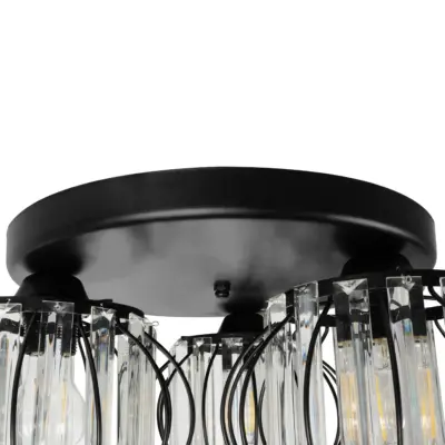 LEDTM® ILLUME 201-0100 Vintage Φωτιστικό Οροφής Κρύσταλλα Τρίφωτο 3 x E27 IP20 Μαύρο & Χρυσό Μέταλλο με Διάφανο Κρύσταλλο - Μ50 x Π50 x Υ19cm - Image 8