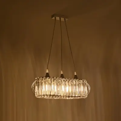 LEDTM® RAZIA 201-0101 Vintage Κρεμαστό Φωτιστικό Κρύσταλλα Τρίφωτο 3 x E27 IP20 Ασημί Μέταλλο με Διάφανο Γυαλί - Μ60 x Π30 x Υ25cm - Image 3