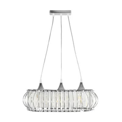 LEDTM® RAZIA 201-0101 Vintage Κρεμαστό Φωτιστικό Κρύσταλλα Τρίφωτο 3 x E27 IP20 Ασημί Μέταλλο με Διάφανο Γυαλί - Μ60 x Π30 x Υ25cm - Image 4
