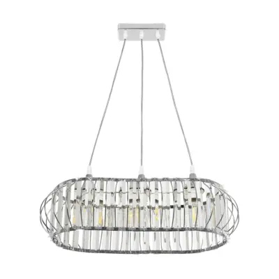 LEDTM® RAZIA 201-0101 Vintage Κρεμαστό Φωτιστικό Κρύσταλλα Τρίφωτο 3 x E27 IP20 Ασημί Μέταλλο με Διάφανο Γυαλί - Μ60 x Π30 x Υ25cm - Image 5