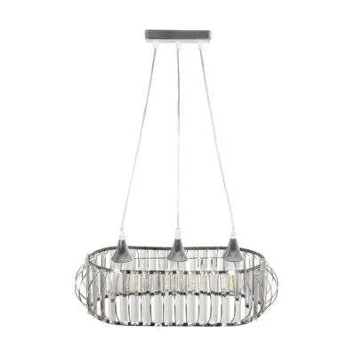 LEDTM® RAZIA 201-0101 Vintage Κρεμαστό Φωτιστικό Κρύσταλλα Τρίφωτο 3 x E27 IP20 Ασημί Μέταλλο με Διάφανο Γυαλί - Μ60 x Π30 x Υ25cm - Image 6