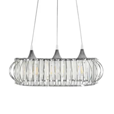 LEDTM® RAZIA 201-0101 Vintage Κρεμαστό Φωτιστικό Κρύσταλλα Τρίφωτο 3 x E27 IP20 Ασημί Μέταλλο με Διάφανο Γυαλί - Μ60 x Π30 x Υ25cm - Image 7