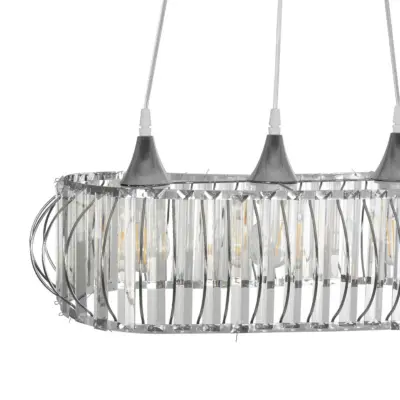 LEDTM® RAZIA 201-0101 Vintage Κρεμαστό Φωτιστικό Κρύσταλλα Τρίφωτο 3 x E27 IP20 Ασημί Μέταλλο με Διάφανο Γυαλί - Μ60 x Π30 x Υ25cm - Image 8