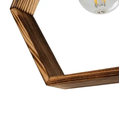 LEDTM® EMBER 201-0102 Vintage Κρεμαστό Φωτιστικό Φιγούρα Τρίφωτο 3 x E27 IP20 Μαύρο Μέταλλο με Καφέ Ξύλο - Μ50 x Π50 x Υ70cm - Image 8