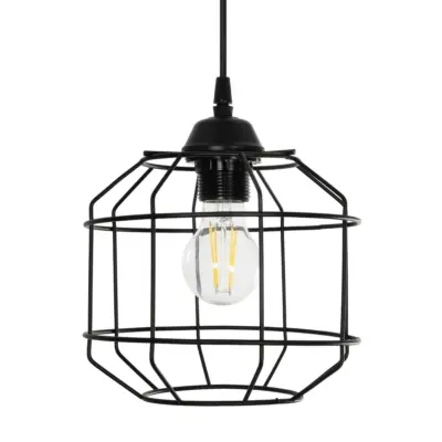 LEDTM® RAYNO 201-0108 Vintage Κρεμαστό Φωτιστικό Πλέγμα Τρίφωτο 3 x E27 IP20 Μαύρο Μέταλλο - Μ42 x Π42 x Υ60cm - Image 7