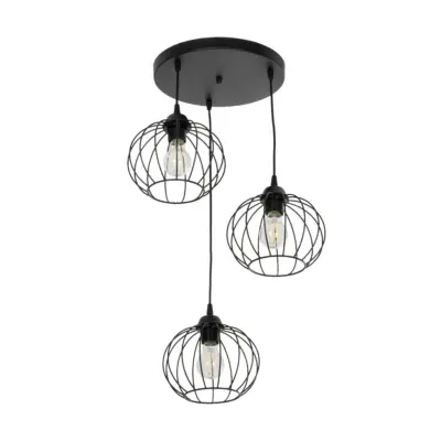 LEDTM® FLAMIA 201-0109 Vintage Κρεμαστό Φωτιστικό Πλέγμα Τρίφωτο 3 x E27 IP20 Μαύρο Μέταλλο - Μ44 x Π44 x Υ66cm - Image 5