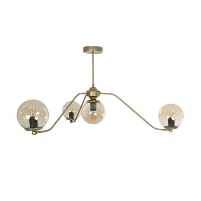 LEDTM® SUNRAY 201-0110 Vintage Φωτιστικό Οροφής Μπάλα Πολύφωτο 4 x E27 IP20 Χρυσό Μέταλλο με Μελί Γυαλί - Μ100 x Π100 x Υ26cm - Image 4