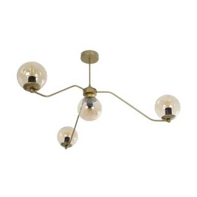 LEDTM® SUNRAY 201-0110 Vintage Φωτιστικό Οροφής Μπάλα Πολύφωτο 4 x E27 IP20 Χρυσό Μέταλλο με Μελί Γυαλί - Μ100 x Π100 x Υ26cm - Image 5