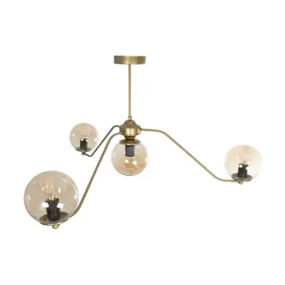 LEDTM® SUNRAY 201-0110 Vintage Φωτιστικό Οροφής Μπάλα Πολύφωτο 4 x E27 IP20 Χρυσό Μέταλλο με Μελί Γυαλί - Μ100 x Π100 x Υ26cm - Image 6