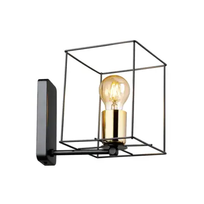 LEDTM® CYRA 203-0012 Μοντέρνο Επιτοίχιο Φωτιστικό Απλίκα Μονόφωτο 1 x E27 IP20 Μαύρο & Χρυσό Μέταλλο - Μ14 x Π21 x Υ22cm - Image 3