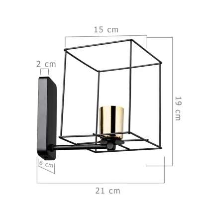 LEDTM® CYRA 203-0012 Μοντέρνο Επιτοίχιο Φωτιστικό Απλίκα Μονόφωτο 1 x E27 IP20 Μαύρο & Χρυσό Μέταλλο - Μ14 x Π21 x Υ22cm - Image 4