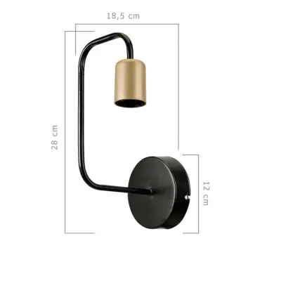 LEDTM® JUNO 203-0013 Μοντέρνο Επιτοίχιο Φωτιστικό Απλίκα Μονόφωτο 1 x E27 IP20 Μαύρο & Χρυσό Μέταλλο - Μ18.5 x Π18.5 x Υ28cm - Image 3