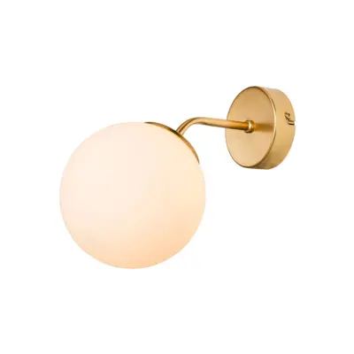 LEDTM® DALPH 203-0033 Vintage Επιτοίχιο Φωτιστικό Απλίκα Μονόφωτο 1 x E27 IP20 Χρυσό Μέταλλο με Λευκό Γυαλί - M15 x Π25 x Υ22cm - Image 3