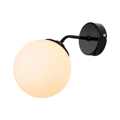 LEDTM® DALPH 203-0034 Vintage Επιτοίχιο Φωτιστικό Απλίκα Μονόφωτο 1 x E27 IP20 Μαύρο Μέταλλο με Λευκό Γυαλί - M15 x Π25 x Υ22cm - Image 3