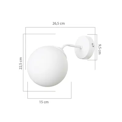 LEDTM® DALPH 203-0035 Vintage Επιτοίχιο Φωτιστικό Απλίκα Μονόφωτο 1 x E27 IP20 Λευκό Μέταλλο με Λευκό Γυαλί - M15 x Π25x Υ22cm - Image 4