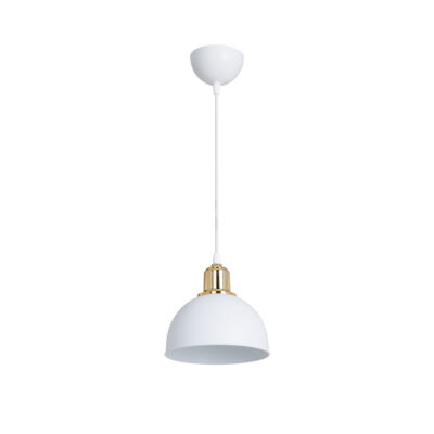 LEDTM® ΗUT 203-0147 Μοντέρνο Κρεμαστό Φωτιστικό Καμπάνα Μονόφωτο 1 x E27 IP20 Λευκό με Χρυσό Πλαστικό - Μ17.5 x Π17.5 x Υ80cm