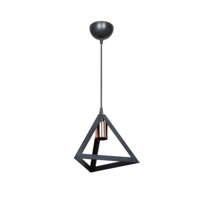 LEDTM® TRIANGLE 203-0161 Μοντέρνο Κρεμαστό Φωτιστικό Καμπάνα Μονόφωτο 1 x E27 IP20 Μάυρο με Χρυσό Πλαστικό - Μ24 x Π24 x Υ86cm