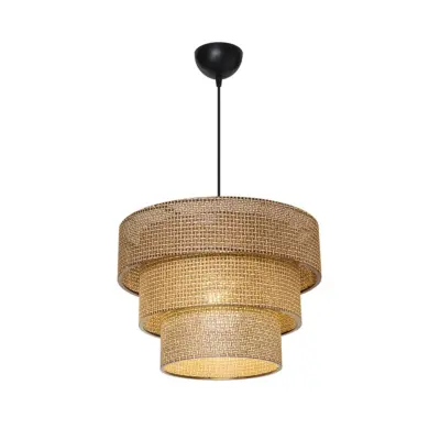LEDTM® LEVEL 203-0171 Μοντέρνο Κρεμαστό Φωτιστικό Καπέλο Μονόφωτο 1 x E27 IP20 Καφέ Διάτρητο Ύφασμα - Μ38 x Π38 x Υ30cm - Image 3