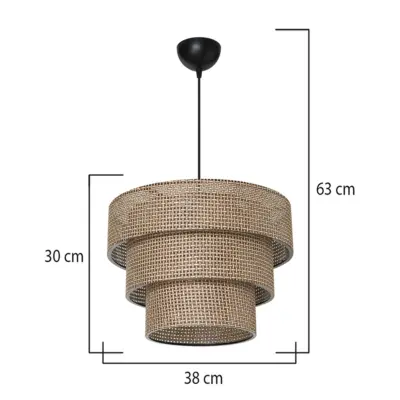 LEDTM® LEVEL 203-0171 Μοντέρνο Κρεμαστό Φωτιστικό Καπέλο Μονόφωτο 1 x E27 IP20 Καφέ Διάτρητο Ύφασμα - Μ38 x Π38 x Υ30cm - Image 4