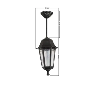 LEDTM® VITRO 203-0189 Vintage Κρεμαστό Φωτιστικό Φαναράκι Μονόφωτο 1 x E27 IP44 Μαύρο Πλαστικό - Μ16 x Π16 x Υ48cm - Image 3