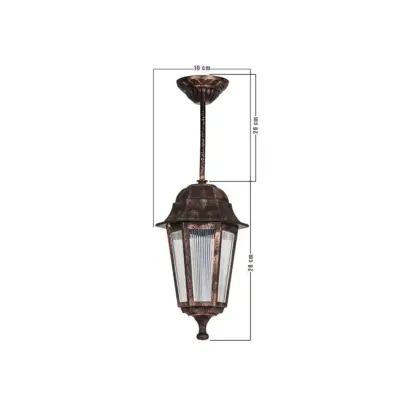 LEDTM® VITRO 203-0194 Vintage Κρεμαστό Φωτιστικό Φαναράκι Μονόφωτο 1 x E27 IP44 Χάλκινο Πλαστικό - Μ16 x Π16 x Υ48cm - Image 3
