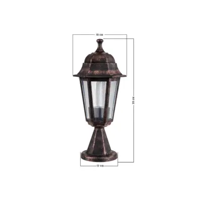 LEDTM® VITRO 203-0195 Vintage Επιδαπέδιο Φωτιστικό Φαναράκι Μονόφωτο 1 x E27 IP44 Χάλκινο & Διάφανο Πλαστικό - Μ16 x Π16 x Υ39cm - Image 3