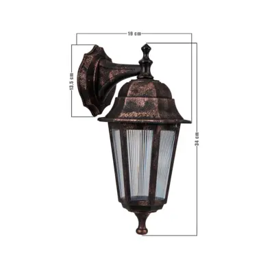LEDTM® VITRO 203-0196 Vintage Επιτοίχιο Φωτιστικό Φαναράκι Μονόφωτο 1 x E27 IP44 Χάλκινο Πλαστικό - Μ17 x Π20 x Υ36cm - Image 4