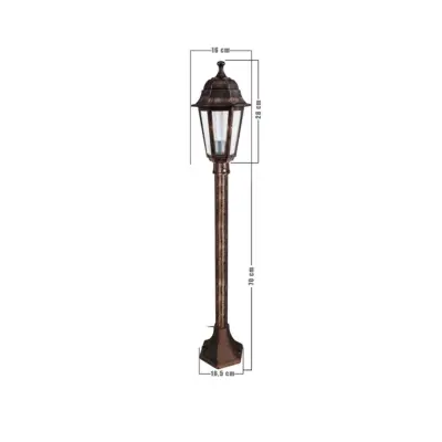 LEDTM® VITRO 203-0197 Vintage Επιδαπέδιο Φωτιστικό Κολωνάκι Κήπου Μονόφωτο 1 x E27 IP44 Χάλκινο & Διάφανο Πλαστικό - Μ16 x Π16 x Υ100cm - Image 3