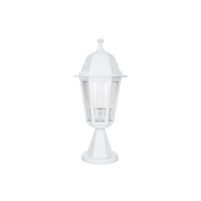 LEDTM® VITRO 203-0200 Vintage Επιδαπέδιο Φωτιστικό Φαναράκι Μονόφωτο 1 x E27 IP44 Λευκό & Διάφανο Πλαστικό - Μ16 x Π16 x Υ39cm