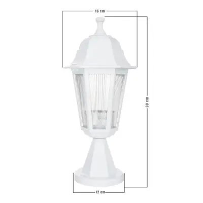 LEDTM® VITRO 203-0200 Vintage Επιδαπέδιο Φωτιστικό Φαναράκι Μονόφωτο 1 x E27 IP44 Λευκό & Διάφανο Πλαστικό - Μ16 x Π16 x Υ39cm - Image 3