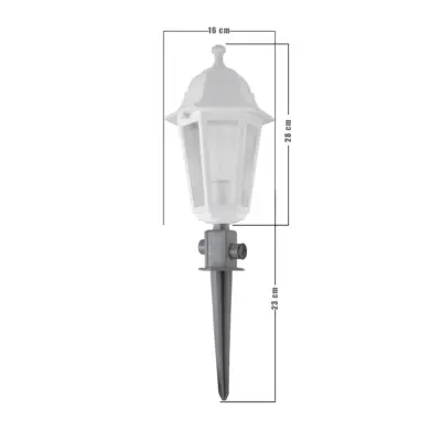 LEDTM® VITRO 203-0203 Vintage Καρφωτό Φωτιστικό Φαναράκι Μονόφωτο 1 x E27 IP44 Λευκό & Διάφανο Πλαστικό - Μ16 x Π16 x Υ51cm - Image 3