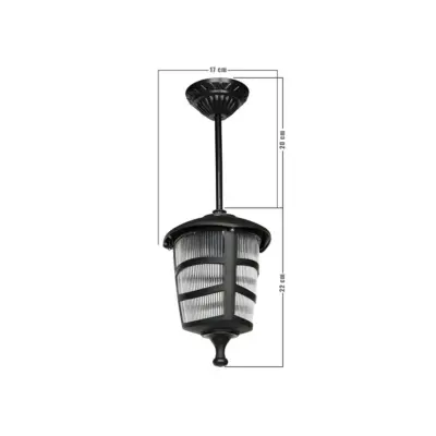 LEDTM® ZARDIN 203-0204 Vintage Κρεμαστό Φωτιστικό Φαναράκι Μονόφωτο 1 x E27 IP44 Μαύρο Πλαστικό - Μ17 x Π17 x Υ42cm - Image 3