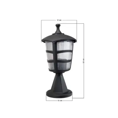 LEDTM® ZARDIN 203-0205 Vintage Επιδαπέδιο Φωτιστικό Φαναράκι Μονόφωτο 1 x E27 IP44 Μαύρο & Διάφανο Πλαστικό - Μ17 x Π17 x Υ33cm - Image 3