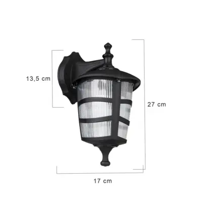 LEDTM® ZARDIN 203-0206 Vintage Επιτοίχιο Φωτιστικό Φαναράκι Μονόφωτο 1 x E27 IP44 Μαύρο Πλαστικό - Μ22 x Π17 x Υ27cm - Image 3