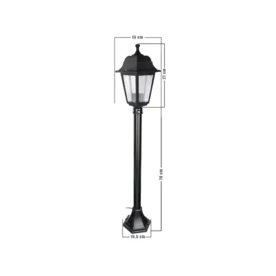 LEDTM® SOLME 203-0212 Vintage Επιδαπέδιο Φωτιστικό Κολωνάκι Κήπου Μονόφωτο 1 x E27 IP44 Μαύρο & Διάφανο Πλαστικό - Μ15 x Π15 x Υ100cm - Image 3
