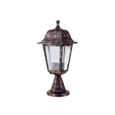 LEDTM® SOLME 203-0215 Vintage Επιδαπέδιο Φωτιστικό Φαναράκι Μονόφωτο 1 x E27 IP44 Χάλκινο & Διάφανο Πλαστικό - Μ15 x Π15 x Υ38cm