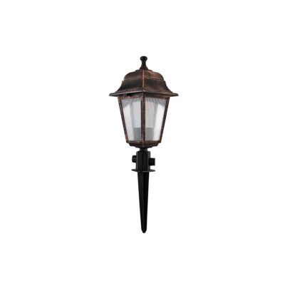 LEDTM® SOLME 203-0218 Vintage Καρφωτό Φωτιστικό Φαναράκι Μονόφωτο 1 x E27 IP44 Χάλκινο & Διάφανο Πλαστικό - Μ15 x Π15 x Υ50cm