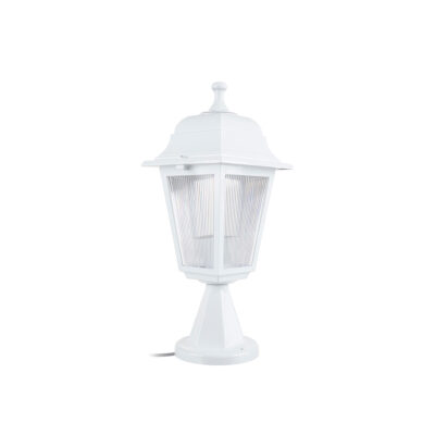 LEDTM® SOLME 203-0220 Vintage Επιδαπέδιο Φωτιστικό Φαναράκι Μονόφωτο 1 x E27 IP44 Λευκό & Διάφανο Πλαστικό - Μ15 x Π15 x Υ38cm