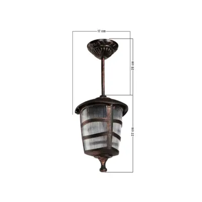 LEDTM® ZARDIN 203-0224 Vintage Κρεμαστό Φωτιστικό Φαναράκι Μονόφωτο 1 x E27 IP44 Χάλκινο Πλαστικό - Μ17 x Π17 x Υ42cm - Image 3