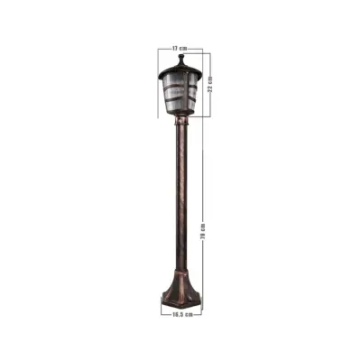 LEDTM® ZARDIN 203-0227 Vintage Επιδαπέδιο Φωτιστικό Κολωνάκι Κήπου Μονόφωτο 1 x E27 IP44 Χάλκινο & Διάφανο Πλαστικό - Μ17 x Π17 x Υ100cm - Image 3