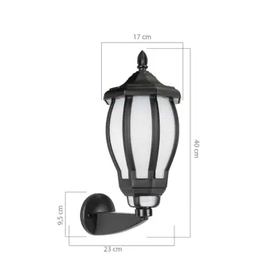 LEDTM® VERDI 203-0229 Vintage Επιτοίχιο Φωτιστικό Φαναράκι Μονόφωτο 1 x E27 IP44 Μαύρο Πλαστικό - Μ23 x Π17 x Υ40cm - Image 4