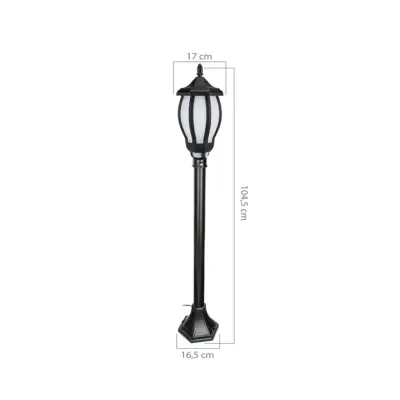 LEDTM® VERDI 203-0230 Vintage Επιδαπέδιο Φωτιστικό Κολωνάκι Κήπου Μονόφωτο 1 x E27 IP44 Μαύρο & Διάφανο Πλαστικό - Μ17 x Π17 x Υ104.5cm - Image 4