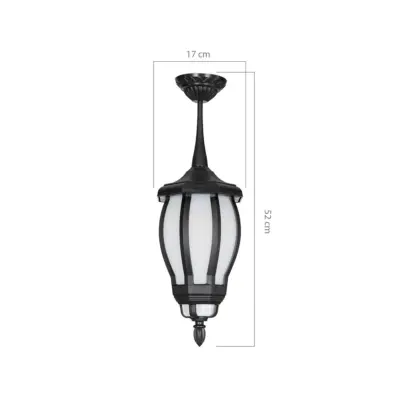 LEDTM® VERDI 203-0232 Vintage Κρεμαστό Φωτιστικό Φαναράκι Μονόφωτο 1 x E27 IP44 Μαύρο Πλαστικό - Μ17 x Π17 x Υ52cm - Image 4