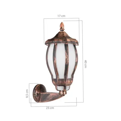 LEDTM® VERDI 203-0233 Vintage Επιτοίχιο Φωτιστικό Φαναράκι Μονόφωτο 1 x E27 IP44 Χάλκινο Πλαστικό - Μ23 x Π17 x Υ40cm - Image 4