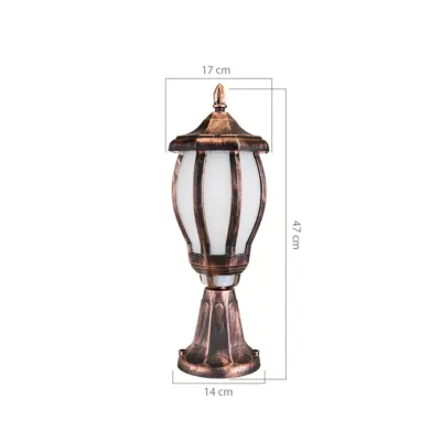 LEDTM® VERDI 203-0235 Vintage Επιδαπέδιο Φωτιστικό Φαναράκι Μονόφωτο 1 x E27 IP44 Χάλκινο & Διάφανο Πλαστικό - Μ17 x Π17 x Υ47cm - Image 3