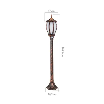 LEDTM® VERDI 203-0236 Vintage Επιδαπέδιο Φωτιστικό Κολωνάκι Κήπου Μονόφωτο 1 x E27 IP44 Χάλκινο & Διάφανο Πλαστικό - Μ17 x Π17 x Υ104.5cm - Image 4