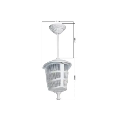 LEDTM® ZARDIN 203-0237 Vintage Κρεμαστό Φωτιστικό Φαναράκι Μονόφωτο 1 x E27 IP44 Λευκό Πλαστικό - Μ17 x Π17 x Υ42cm - Image 4
